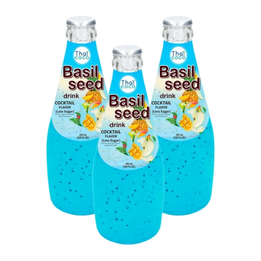 صورة مشروب بذور الريحان جوز الهند التايلاندي بنكهة الكوكتيل عبوة اقتصادية 3 × 290 مل