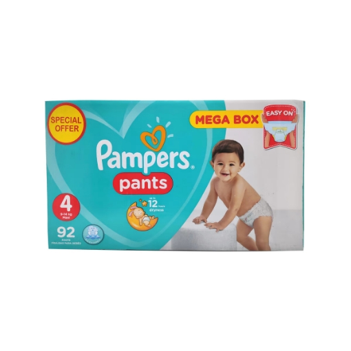 صورة بامبرز حفاضات كلوت عبوة عملاقة رقم. 4 9-14 كجم 92 حبه