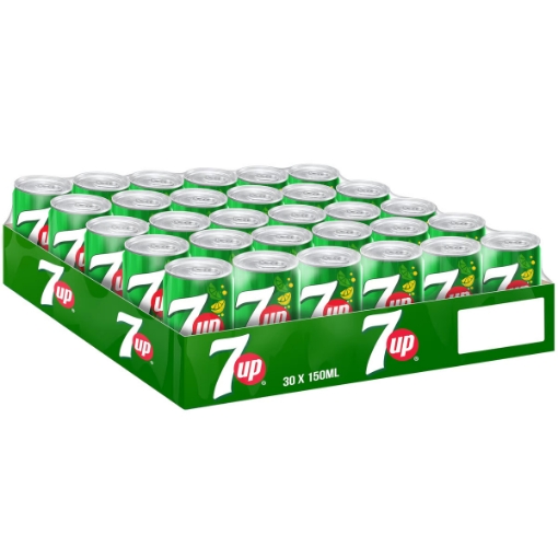 صورة 7UP Carbonated Soft Drink Can 30 x 150 ml