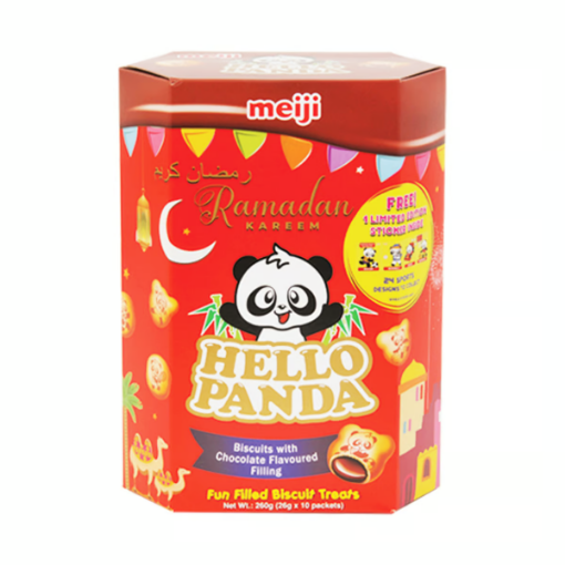 صورة Meiji Hello Chocolate Flavoured Filling Panda Biscuits 260g