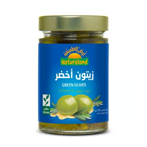 صورة Natureland Organic Green Olives In Olive Oil 280 g