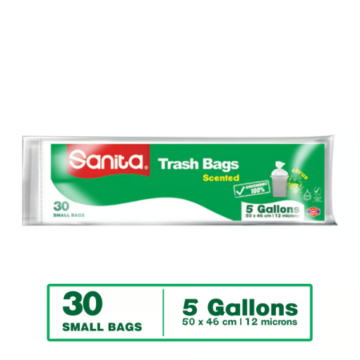 صورة سانيتا أكياس قمامة قابلة للتحلل ...  5 جالون مقاس 50 × 46 سم 30 حبة