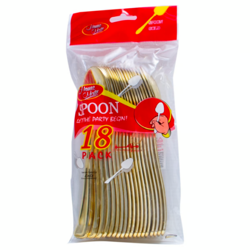 صورة هوم ميت ملاعق بلاستيكية باللون الذهبي 18 قطعة