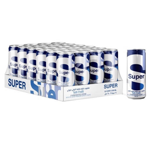 صورة سوبر مشروب غازي بنكهة التوتي فروتي 250مل 24حبة