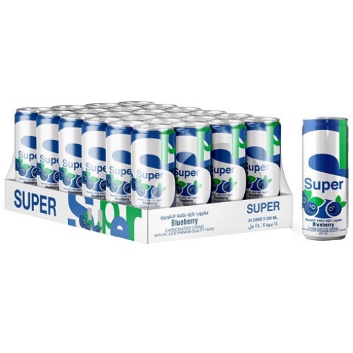 صورة سوبر مشروب غازي بنكهة البلوبيري 250مل 24حبة