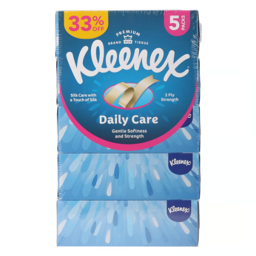 صورة كلينكس مناديل للعناية اليومية للوجه عبوة اقتصادية 5 × 130 منديل